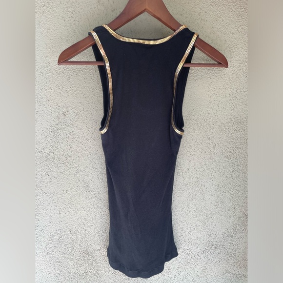Love Struck | Vintage Y2K 2000s | Gold Trim | Black Tank Top | Size M - Picture 2 of 10